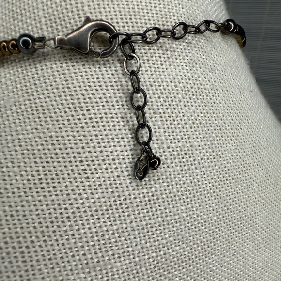 Silpada Necklace Abalone Shell Brass Beads Sterling Clasp Adjustable Boho - Picture 4 of 5